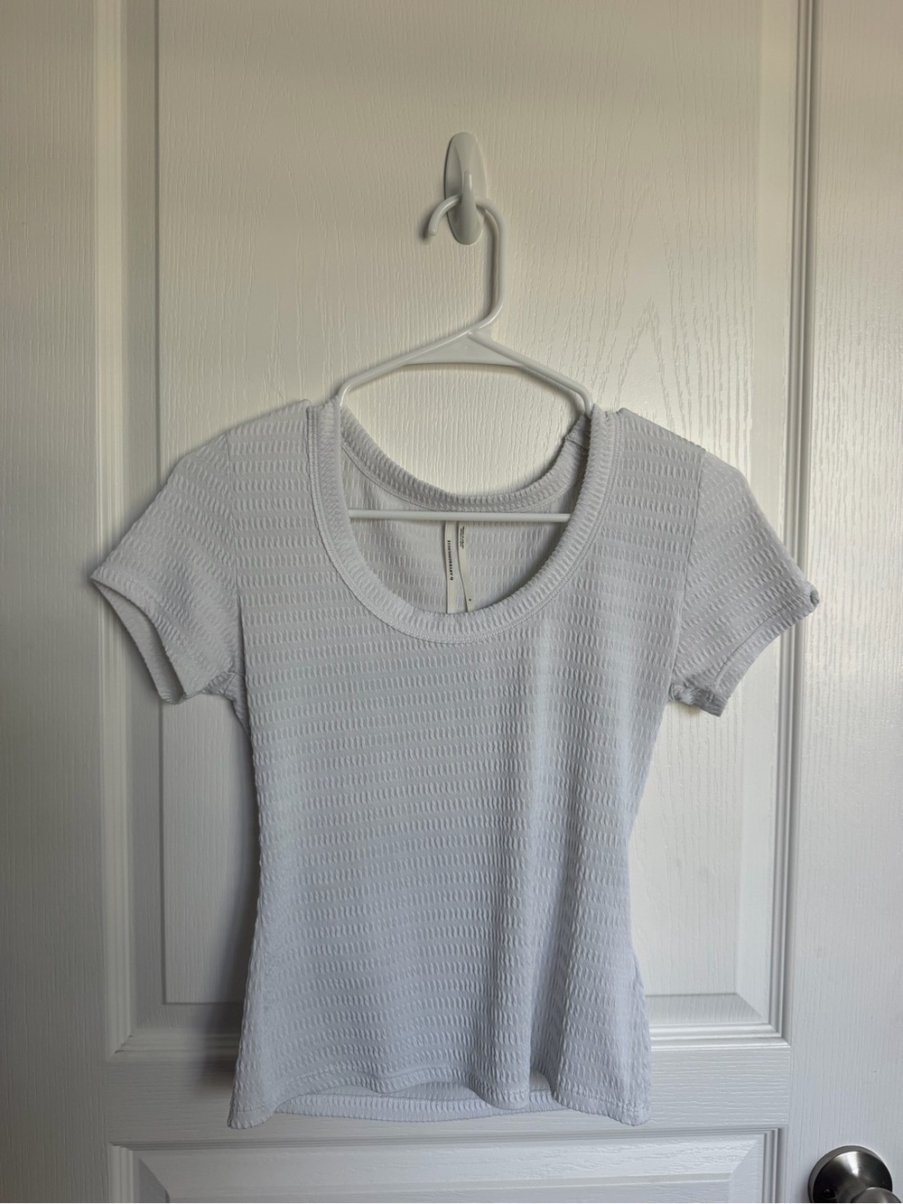 Anthropologie White Textured Scoop Neck Tee